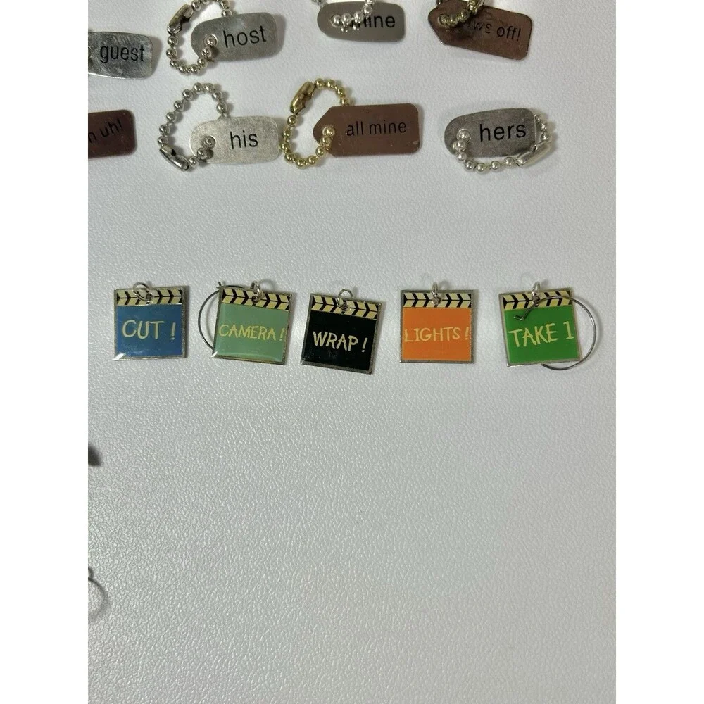 Vintage Lot OF 30+ Wine Glass Charms Markers Goblets Hollywood Christmas Grapes